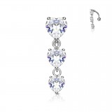Piercing nombril inversé 44 - Trois coeurs gris