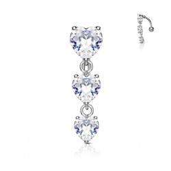 Piercing nombril inversé 44 - Trois coeurs gris