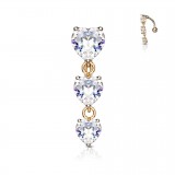 Piercing nombril inversé 44 - Trois coeurs roses