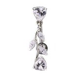 Piercing nombril inversé 43 - Rivière et coeur transparent