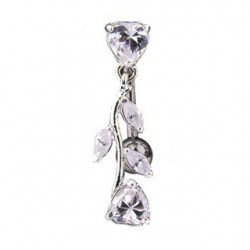 Piercing nombril inversé 43 - Rivière et coeur transparent