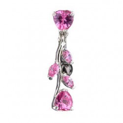 Piercing nombril inversé 43 - Rivière et coeur rose