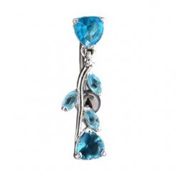Piercing nombril inversé 43 - Rivière et coeur transparent