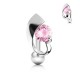 Piercing nombril inversé 46 - Zircone rose virgule