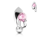 Piercing nombril inversé 46 - Zircone rose virgule