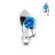 Piercing nombril inversé 46 - Zircone bleu-clair virgule
