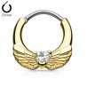 Piercing septum, oreille 50 - Ailes et coeur jaune