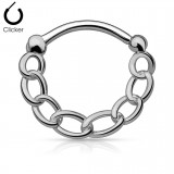 Piercing septum, oreille 52 - Chaine noir hématite