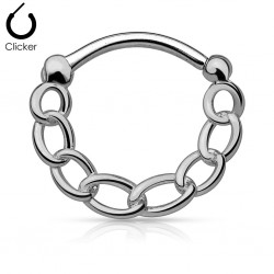 Piercing septum, oreille 52 - Chaine noir hématite