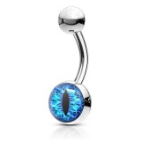 Piercing nombril logo 22 - Oeil de reptile bleu