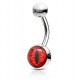 Piercing nombril logo 22 - Oeil de reptile rouge