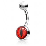 Piercing nombril logo 22 - Oeil de reptile rouge