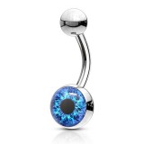 Piercing nombril logo 23 - Oeil psychédélique bleu