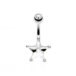 Piercing nombril étoile 01 - Cristal et strass