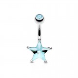 Piercing nombril étoile 01 - Cristal bleu-clair