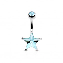 Piercing nombril étoile 01 - Cristal bleu-clair