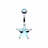 Piercing nombril étoile 01 - Cristal bleu-clair