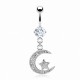 Piercing nombril étoile 03 - Lune strass transparents