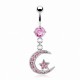 Piercing nombril étoile 03 - Lune strass roses