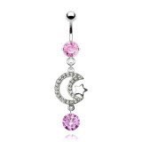 Piercing nombril étoile 16 - Rose lune et cercle