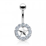 Piercing nombril étoile 33 - Cercle multistrass gris