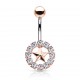 Piercing nombril étoile 33 - Cercle multistrass rose