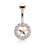 Piercing nombril étoile 33 - Cercle multistrass rose