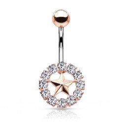 Piercing nombril étoile 33 - Cercle multistrass rose