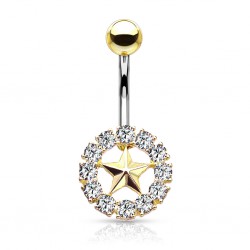 Piercing nombril étoile 33 - Cercle multistrass jaune