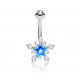 Piercing nombril étoile 37 - Bleu-clair multi-zircones