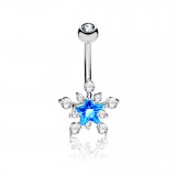 Piercing nombril étoile 37 - Bleu-clair multi-zircones