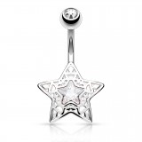 Piercing nombril étoile 35 - Gris zircone transparent