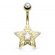Piercing nombril étoile motif étoile ajourée jaune zircone transparent (35)