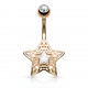 Piercing nombril étoile 35 - Rose zircone transparent