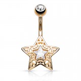Piercing nombril étoile 35 - Rose zircone transparent