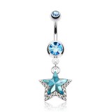 Piercing nombril étoile 07 - Double bleu-clair