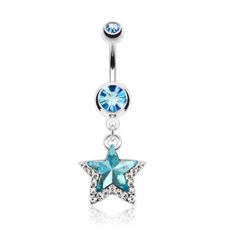 Piercing nombril étoile 07 - Double bleu-clair