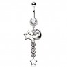 Piercing nombril étoile 08 - Lune pendante transparente