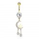 Piercing nombril étoile 34 - Jaune lune et strass