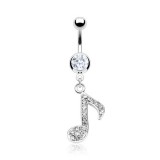 Piercing nombril musique 12 - Note multistrass transparents