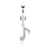 Piercing nombril musique 12 - Note multistrass transparents