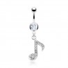 Piercing nombril musique 12 - Note multistrass transparent