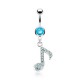 Piercing nombril musique 12 - Note multistrass bleu-clair