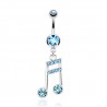 Piercing nombril musique 11 - Note bleu-clair