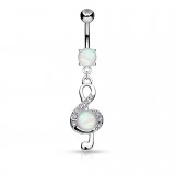 Piercing nombril musique 08 - Clé de sol grise opalite