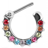 Piercing septum, oreille 05 - Onze strass multicolors