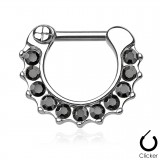 Piercing anneau 1,6mm 128 - Onze strass noirs