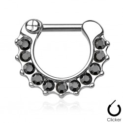 Piercing anneau 1,6mm 128 - Onze strass noirs
