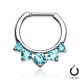 Piercing anneau 1,6mm 129 - Cinq zircones bleu-clair