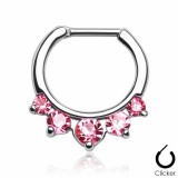 Piercing anneau 1,6mm 129 - Cinq zircones roses